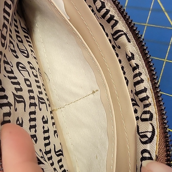 Juicy Couture Brown Monogram Envelope Clutch 10" x 5.5" Like New - Picture 7 of 16